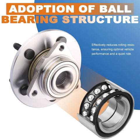 Beefed Up Front Wheel Hub Bearing Pair For Dodge Ram 1500 2002 2008 5 Lug Non ABS Replacement Kit with Heavy Duty Steel Bearings.