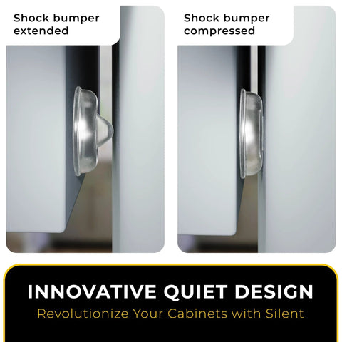 Clear Silicone Bumper Pads 0.5 Self Adhesive Jelly Button Cushions Cabinets installed on cabinet door side view