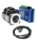 NEMA 24 closed-loop servo motor kit with blue driver module and bundled cables (60x60x88 mm, 5A, 24–50V)