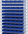 Heavy Duty Plastic Shelf Bins 24-Inch By 8-Inch By 4-Inch In Blue, 6 Pack on metal shelving for garage or home organization