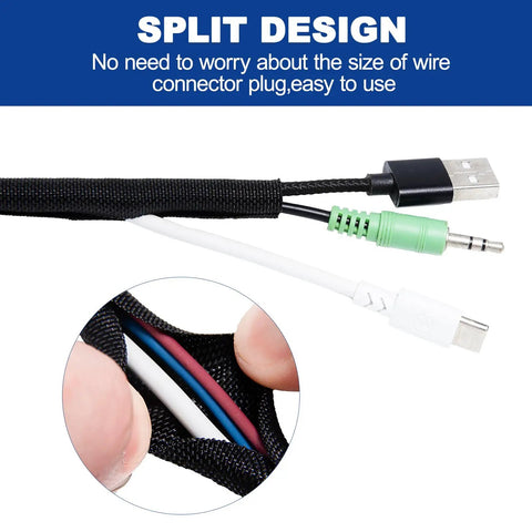 Split Sleeve Wire Loom for High Temperature Automotive Harness and Home Cable Management 25ft 1/2 Inch Braided Cable Sleeve detail