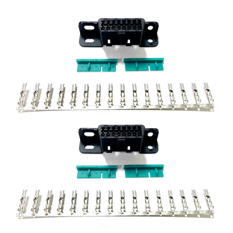 OBD II 16 Pin Female Connector Socket Kit For J1962 OBD2 Car Adapter Replacement Wire Plug Shell Includes 2 Retention Clips And 16 Terminals