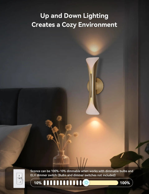 Gold Movie Theater Style Wall Sconce With Up And Down Lighting Dimmable Indoor Mid Century Modern Wall Light in bedroom