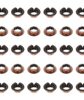 Hella Tough 40 Pack Flanged Sleeve Bearings 8Mm Bore X 10Mm OD With 15Mm Flange Sintered Bronze Oilless Bushings arranged in rows.
