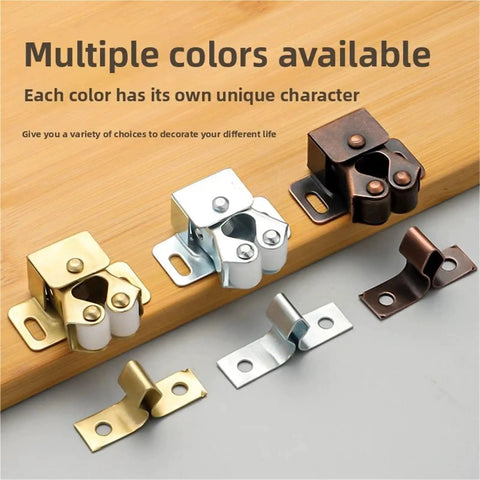 Heavy Duty Double Roller Cabinet Door Catch Set With Screws Red Finish shown in multiple color options.