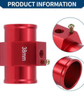 Straight Up Heavy Duty 12V 24V Universal Water Temp Sensor Kit with red 38mm adapter, showing detailed design and measurements.