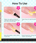 Steps using Dope 18 Color 3D Nail Art Pens Set With 0.7mm Tip For Nail Design on a beige fingernail with black and yellow design