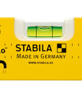 Close-up of Compact 250mm Magnetic Torpedo Level With Three Vials And Magnetic Base showing one liquid vial