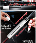 Platinum White Pearl Honda Touch Up Paint Kit Two In One Scratch Repair Pen, close-up of pen with brush and nib for scratches