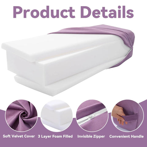 Ultra Plush Velvet Yoga Bolster Set With High Density Foam Cushions For Restorative Yoga And Meditation Rectangular And Cylindrical Meditation Cushions For Super Cozy Ultimate Comfort, rectangular bolster with velvet cover and handle