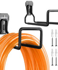 Heavy Duty Hose Holder Stand Wall Mount 2 Pack Garden Hose Hanger Reel Metal Water Pipe Tube Hooks Rack For Outdoor Yard Garage Storage Weatherproof Black Finish