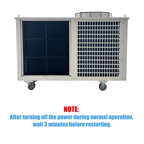 Badass 220V Three Phase Industrial Portable Air Conditioner With Crushingly Cold 51100 BTUH Cooling And Massive 6000W Airflow To Keep Warehouses Shops SweatFree Indoors on wheels with grille.