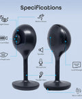1080P Indoor Security Camera Set, 2 Pack Full HD WiFi Surveillance Cams With 2 Way Audio, specs labels for features