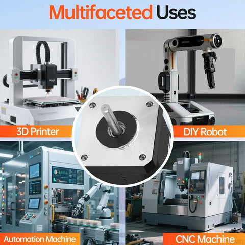 high-torque NEMA 17 stepper motor applications in 3D printer, CNC machine, DIY robot, and automation machine