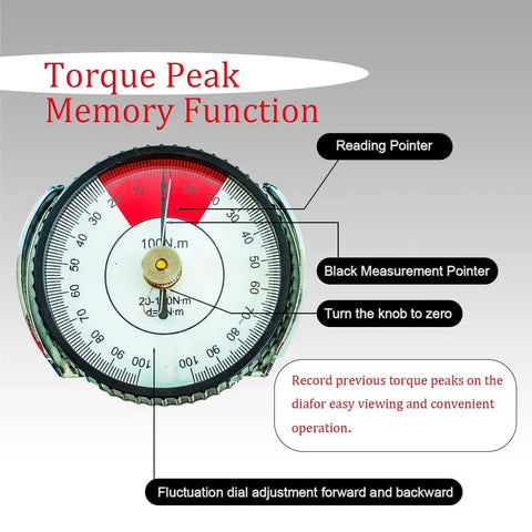0-100 Nm Dial Indicator Torque Wrench For Accurate Torque Testing Indicating Torquemeter Precision TLB Tool With Adjustable Zero Handy Wrench Design For DIYers And Pros, dial gauge close-up