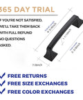 Diagram showing a Matte Black Kitchen Cabinet Handles Set Of 10, 4-3/4 Inch Length, 3-3/4 Inch Hole Centers, with dimensions.