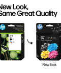 Solid 67 Ink Cartridges Two Pack Black Plus Tri Color Combo packaging design comparison showing old and new look.