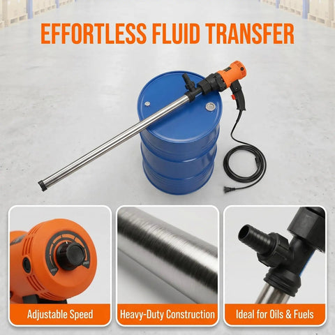 Sick Heavy Duty Electric Oil Transfer Pump With 1600W Motor And Stainless Steel Tube. Works Like A Charm For Diesel, Engine Oil, And Hydraulic Fluids. Variable Speed Control Up To 18000Rpm Makes Job Easy. Total Game Changer For Garage And Shop