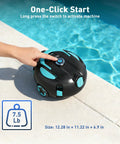 User activating Cordless Robotic Pool Cleaner With Dual Suction And 130 Minute Runtime Self Parking Lightweight by a poolside