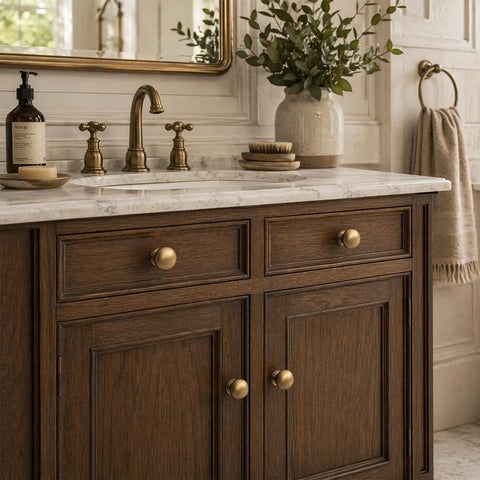 Bathroom vanity with 8 Pack Round Champagne Bronze Cabinet Knobs For Cabinets Dressers Drawers And Closets Zinc Alloy Hardware