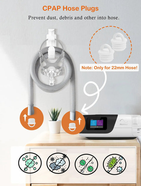 CPAP Protector Mat And Dust Cover Set With 2 Hose Plugs Waterproof Nightstand Pad Keeps Your CPAP Clean And Quiet, reduces vibration