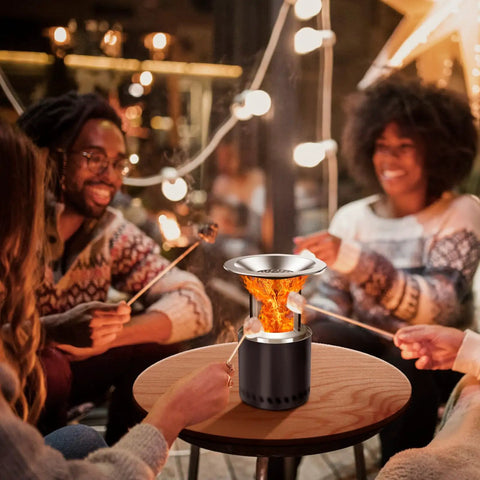 Heat Diverter For Mesa XL Fire Pit With 3 Detachable Legs In 304 Stainless Steel Captures And Redirects Warmth on table