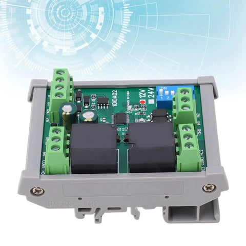 Pro Grade RS485 Relay Module Two Channel Industrial Reset Controller Board With TvS Protection PLC Automation DC 12V multi-channel board with green terminal blocks.