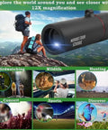 Ultra Powerful 3000X 25mm Long Focus Binoculars For Outdoors HD Pro Monocular For Camping And Hunting IPX6 Water Resistant Bak4 Prism With Wide Field Of View Black, black handheld monocular