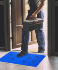 Heavy Duty Tear Away Sticky Adhesive Floor Mats 36 By 18 Inch Grit Eater Mud Scoop 300 Sheets Blue underfoot at entryway.