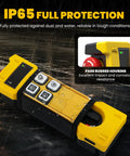 Crane Remote Control 12V 4 Button Wireless Hoist Controller For Industrial Cranes And Trucks Long Range 328 Feet Electric Lift Switch No Fuss Pro Grade Heavy Duty Yellow with IP65 protection shown.