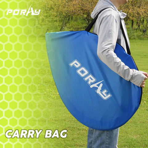 Person carrying bag for Two Pack Pop Up 4Ft Soccer Goals for Kids, Easy Setup, Portable Backyard Training Nets with 8 Field Cones and Stakes