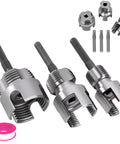 Dual Function PVC Pipe Threader Kit For Internal And External Threading In One Half Inch Three Quarter Inch And One Inch Pipes Go To Tool For Quick Plumbing Repairs And DIY Projects, showing various threaders and accessories.