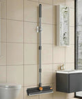 4-In-1 Floor Scrub Brush With Squeegee Long Handle 52 Inch Rotating Tile Brush For Grout Cleaning in bathroom