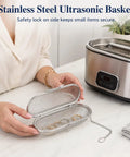 No Sweat Stainless Steel Ultrasonic Cleaner Baskets With Heavy Duty Locking Clips For Quick Watch Jewelry And Tool Washing That Makes Tidy Ups Absolute Breeze For Your Workbench Routine with rings inside.