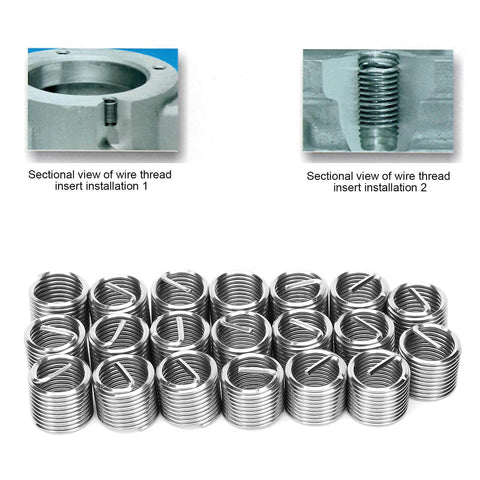 20 Pack M14 x 1.25 Thread Repair Inserts Stainless Steel Wire Thread Sleeves In 14mm 21mm 28mm 35mm And 42mm Lengths