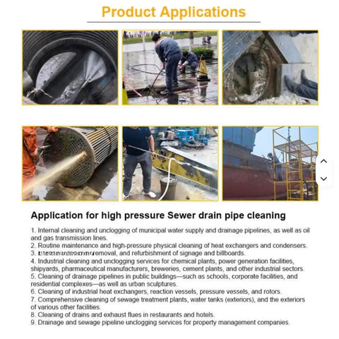 Heavy Duty High Pressure Hydro Jet Drain Cleaner For Sewer Lines And Underground Pipelines Pro Grade Pipe Cleaning System applications
