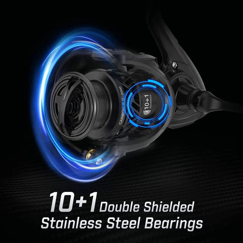 Ultra Light Carbon X II Spinning Reel Upgrade For Freshwater And Saltwater Anglers, 10 plus 1 double shielded bearings