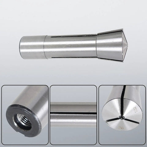Close-up of R8 Collet Set 31/32 to 1 Inch Fits R8 Mill Spindle Taper Bore With 0.0006 TIR, showing details and threading