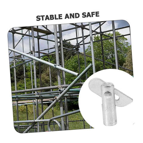 Rugged As Nails Scaffolding Locking Pins Made From Heavy Duty Steel Q235 Set Of Twenty Detachable Coupling Fasteners close-up in scaffolding.