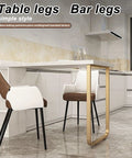 Industrial Black Metal Arc Shaped Table Legs Set of 2 28 Inch Square Dining Table Base in modern kitchen with chairs.