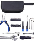 Compact 29 Piece Motorcycle Tool Kit For Underseat Storage On The Go Roadside Repair Essentials with tools and black case