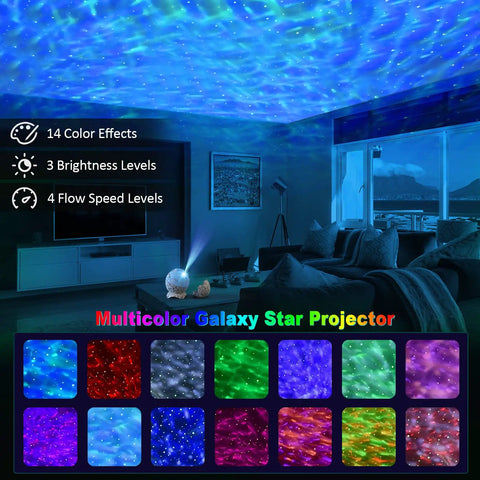 Dope Galaxy Star Projector Night Light With Remote Control White Noise Bluetooth Speaker illuminating room with nebula