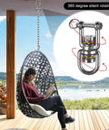 Woman reading in hammock chair attached with Heavy Duty Swing Swivel 360 Degree Rotation in Stainless Steel, scenic view background.