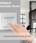 Push Button Door Release For Access Control Systems, Surface Mount Exit Button In White, 12V 3A Receptionist Release Button With No Com Switch, Durable Fire Retardant PC Housing, Easy Install, pressed by hand