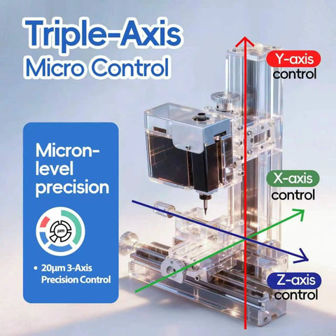 Top Tier Mini Metal Milling Machine And Vertical Mill Lathe With Slick Electroplated Body 36 Watt Motor Cranking 20000 RPM Triple-axis micro control setup.