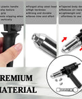 DIY Friendly Pro Grade Rivet Gun Adapter Kit With Drill Attachment, aluminum alloy construction, ergonomic grip close-up