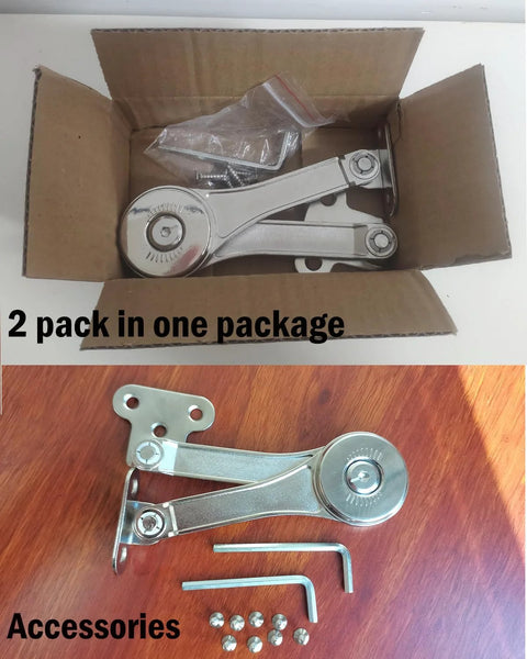 2 Pack Concealed Cabinet Hinges With Soft Close Heavy Duty Zinc Alloy Door Hinges Adjustable Tightness Slow Close Safety Hardware For Cabinets And Toy Chests Durable Lid Support Hinges in packaging with accessories