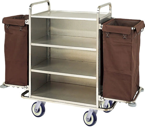 Metal cart with shelves and brown bags on Heavy Duty Shopping Cart Wheels 5 By One And One Quarter Inch Bore Three Eighths Polyurethane Wheels Load Capacity 350 Lbs Each 20 Pack Navy Beige Durable Cart Replacement Ideal For Grocery And Retail Carts