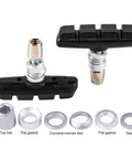 V-Brake Pads 55mm Set for Bikes, 2 Pairs Universal Brake Shoes Black with assembly parts, Durable Rubber Blocks with No Noise No Skid