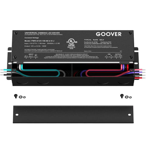 Rugged 150W Dimmable LED Driver With 100-277V AC Input And 12V DC Output, 5 In 1 Dimming ELV MLV TRIAC 0-10V 1-10V 10V